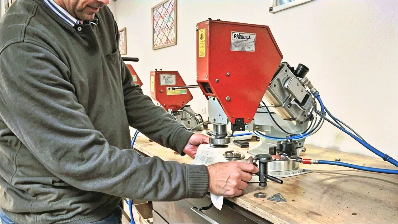 Operator setting an eyelet on the Fepa J25 machine