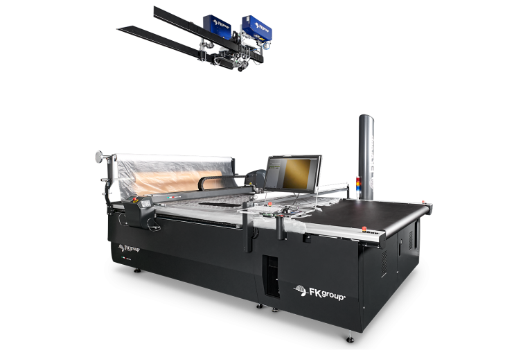 FK Group ARC vision system over a fabric cutting table with placement monitor, supplied by Magnum India