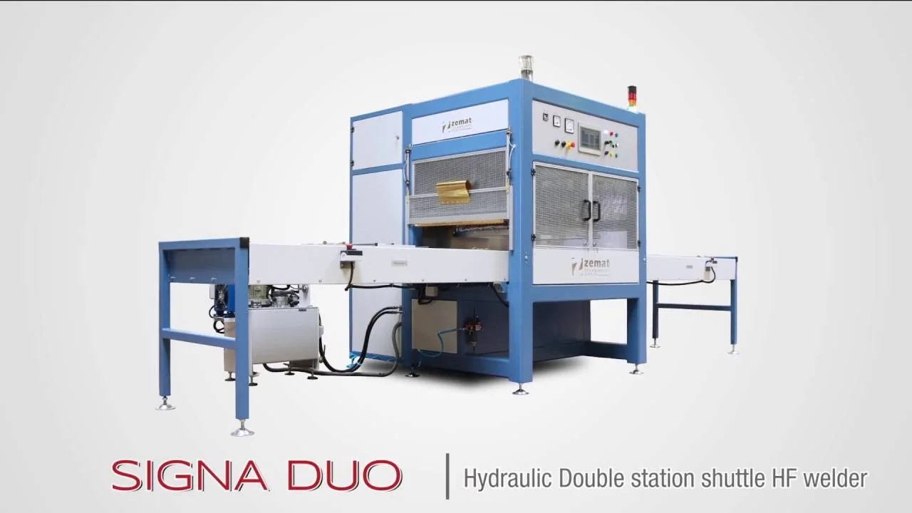SIGNA DUO Hydraulic Double Station Shuttle HF Welder — Zemat Technology Group